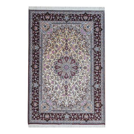 Luxurious 6.6m² Isfahan Hosni Silk and Fleece Hand-Knotted Rug