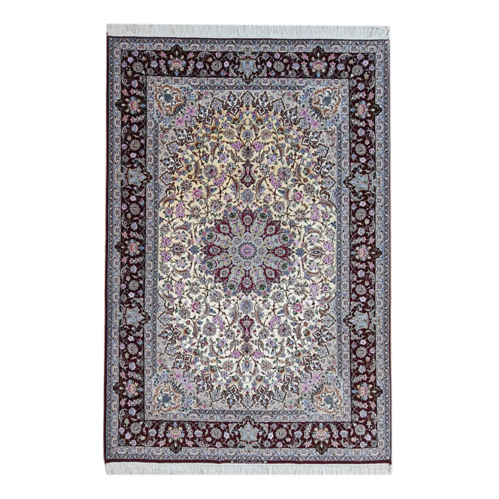 Luxurious 6.6m² Isfahan Hosni Silk and Fleece Hand-Knotted Rug