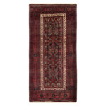 Luxurious Two Meter Hand-Knotted Baloch Wool Rug in Navy
