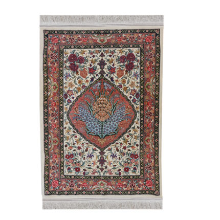 Luxurious Qom Silk and Fleece Hand-Knotted Rug - 1.5m2