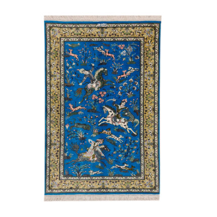 Luxurious One-Meter Hand-Woven Qom Silk Carpet for Sale