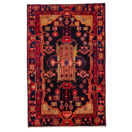 Luxurious Three-meter Hand-Knotted Nahavand Rug in Navy