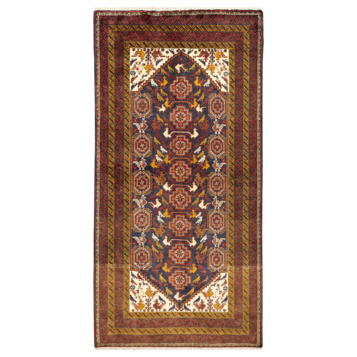 Luxurious Hand-Knotted Baloch Rug - Exquisite Navy Wool Design