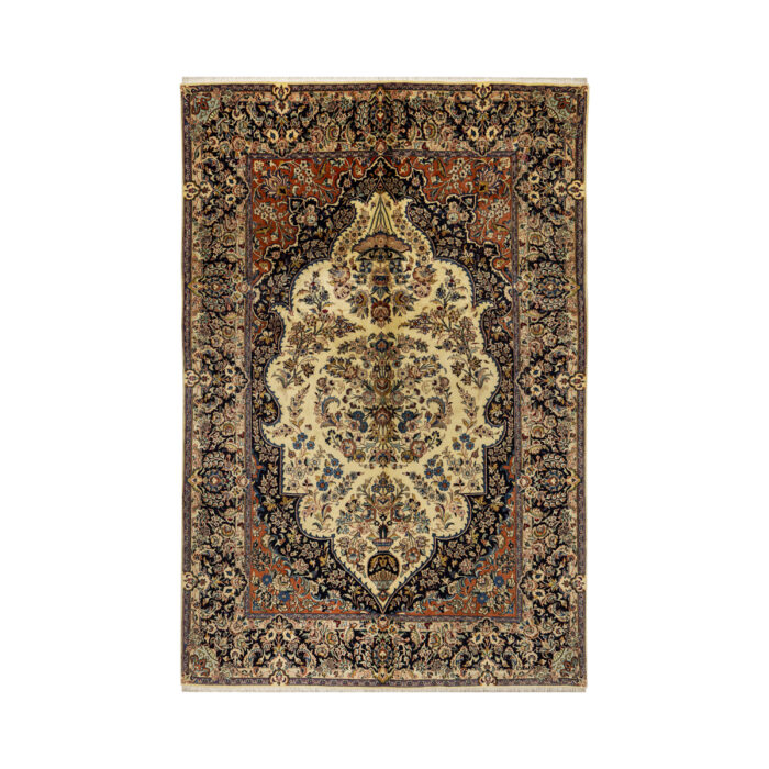 Luxurious Kashmar Handwoven Cashmere Wool Rug - Navy 5.54m2