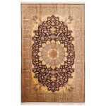 Luxurious 6m Silk Hand-Knotted Modern Gallery Rug from Qom