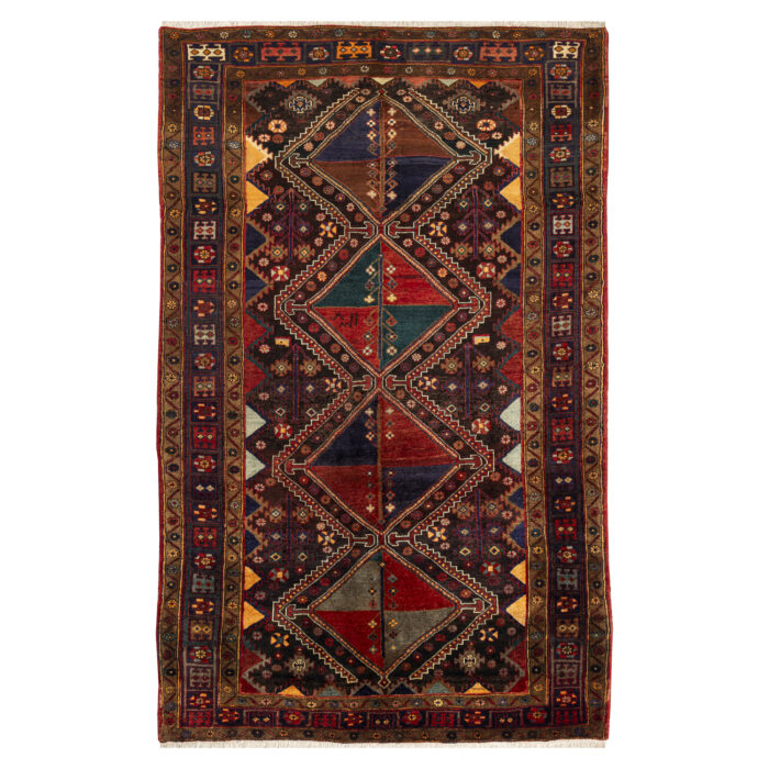 Luxurious Five-Meter Hand-Knotted Kermanshah Wool Rug in Navy