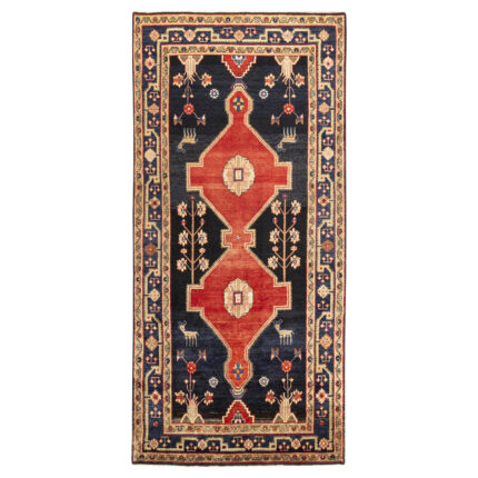 Luxurious Five-Meter Hand-Knotted Rug from Kermanshah in Navy