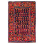 Luxurious Three-Meter Hand-Knotted Borujerd Wool Rug in Navy
