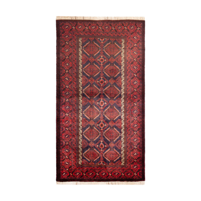 Luxurious Hand-Knotted Baloch Wool Rug - Navy 2m