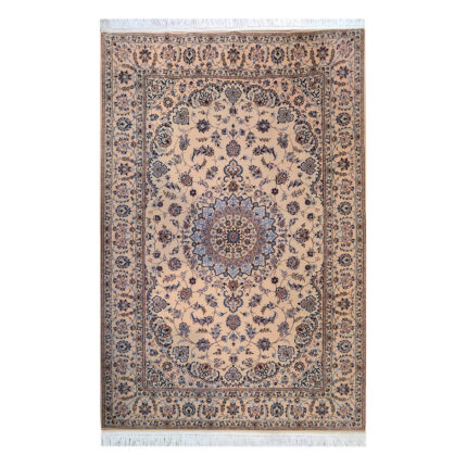 Luxurious Nain Silk & Fleece Hand-Knotted Rug - 3m2 Cream Design