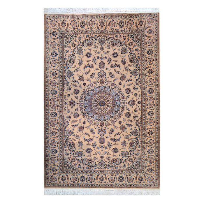 Luxurious Nain Silk & Fleece Hand-Knotted Rug - 3m2 Cream Design