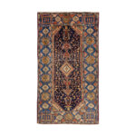 Exquisite Five-Meter Hand-Knotted Hamadan Rug in Navy - Antique and Collectible