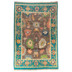 Luxurious 12m Hand-Knotted Kashmar Persian Wool Rug in Brown
