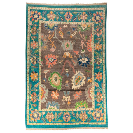 Luxurious 12m Hand-Knotted Kashmar Persian Wool Rug in Brown