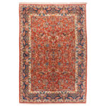 Luxurious 6.5m Hand-Knotted Farahan Wool Rug in Lac Dye
