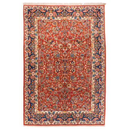 Luxurious 6.5m Hand-Knotted Farahan Wool Rug in Lac Dye