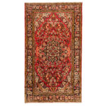Luxurious Four-Meter Hand-Knotted Hamadan Wool Rug