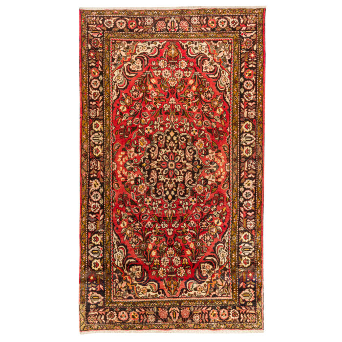 Luxurious Four-Meter Hand-Knotted Hamadan Wool Rug