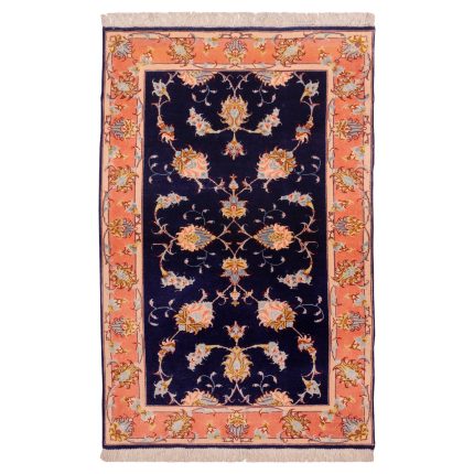 Luxurious Tabriz Persian Silk Rug - Hand-Knotted Navy Beauty