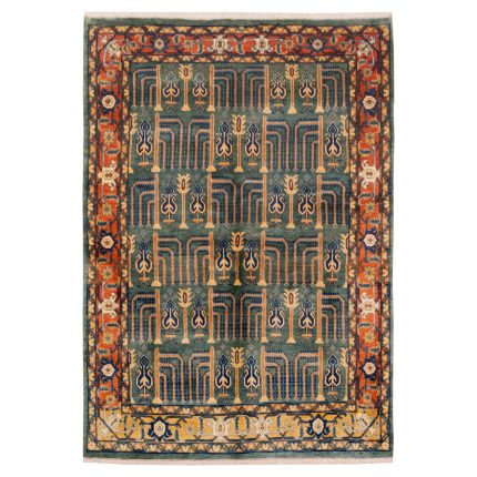Luxurious Hand-Knotted Khorasan Wool Rug - 3m Green