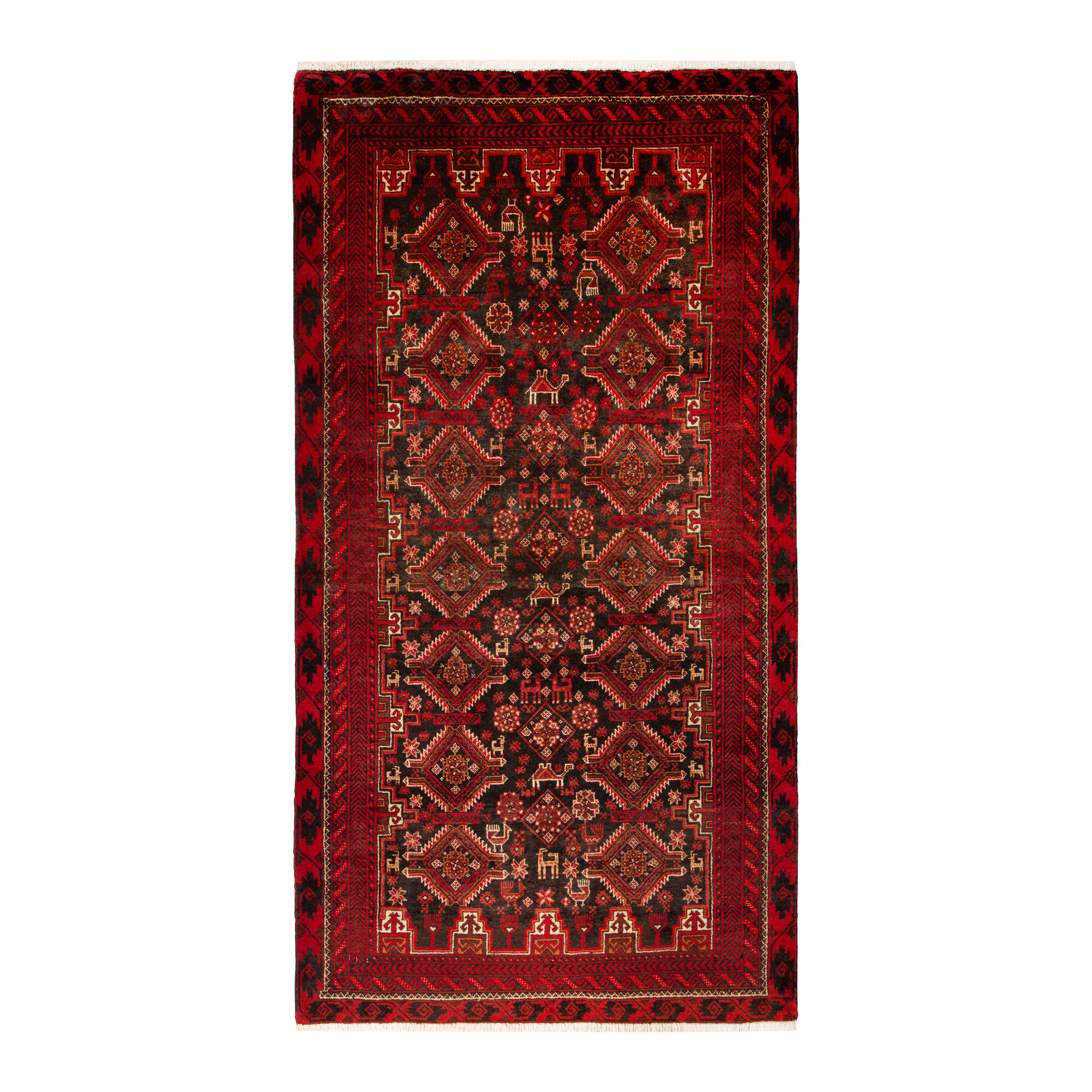 Two and a half meter hand-knotted rug Luxurious Hand-Knotted Baloch Wool Rug - Navy