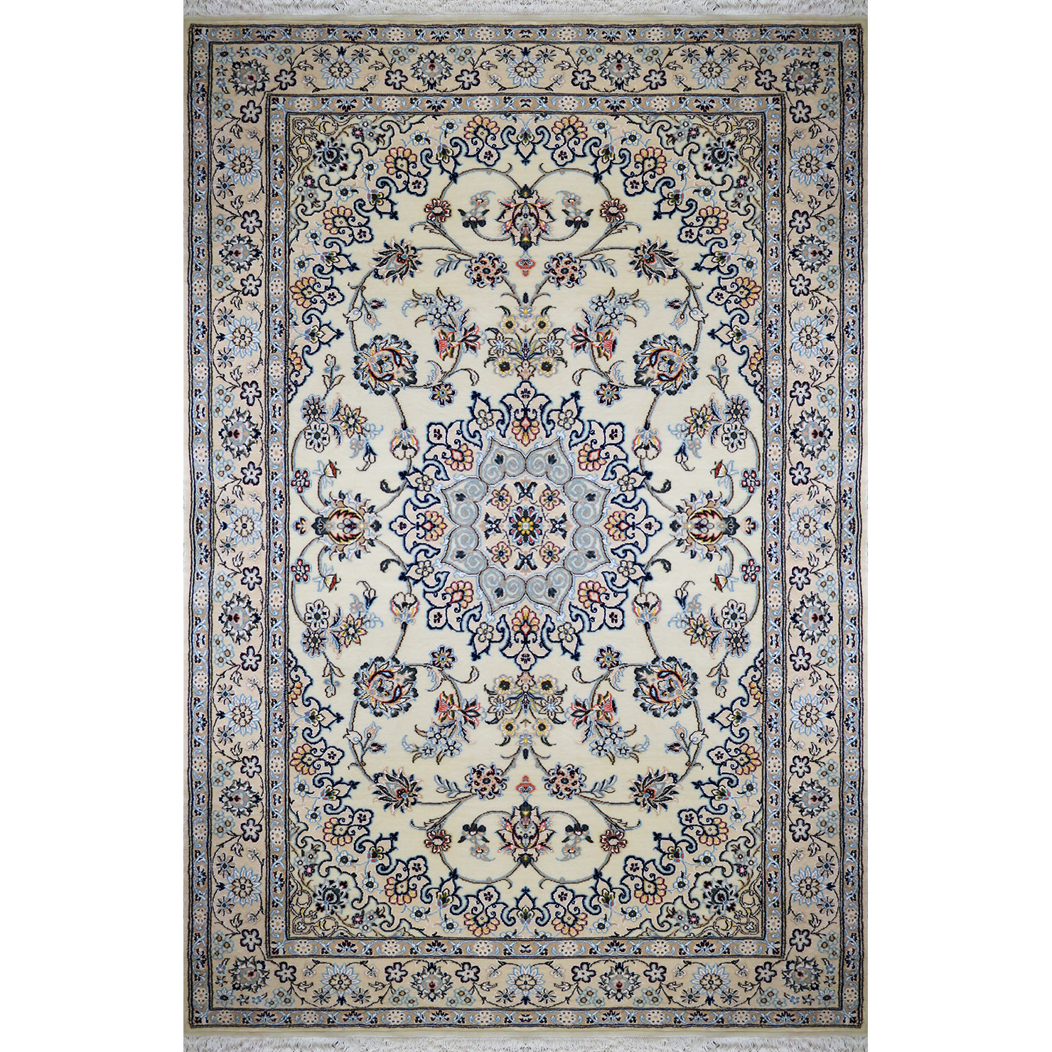 Three-meter hand-knotted rug Luxurious Nain Wool & Silk Hand-Knotted Rug - 3m Size