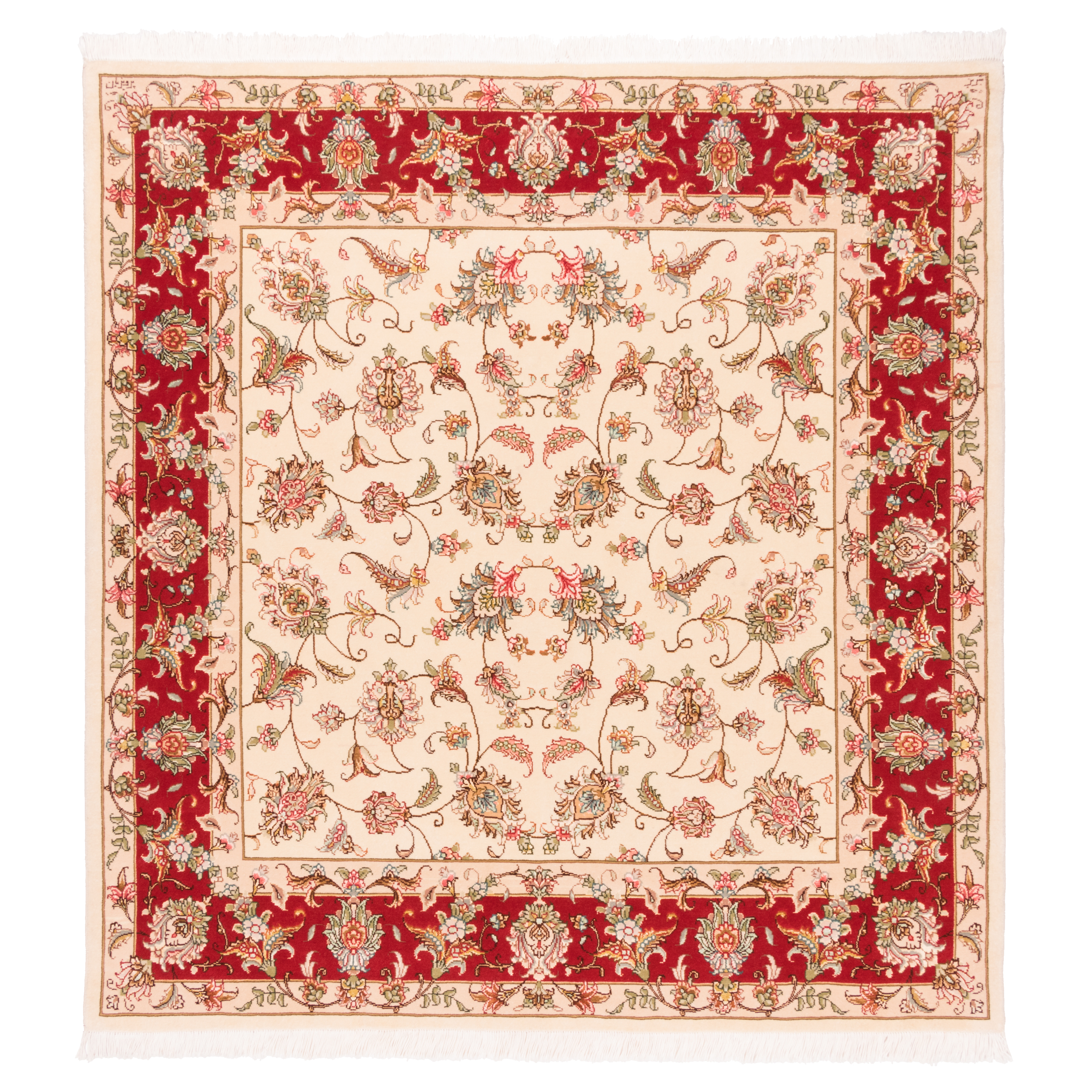 Two and a half meter hand-knotted rug Luxurious Tabriz Wool Rug | Hand-Knotted 2.32m2 Cream Area Rug