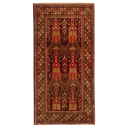 Luxurious 2.5m Hand-Knotted Baloch Map Wool Rug in Navy