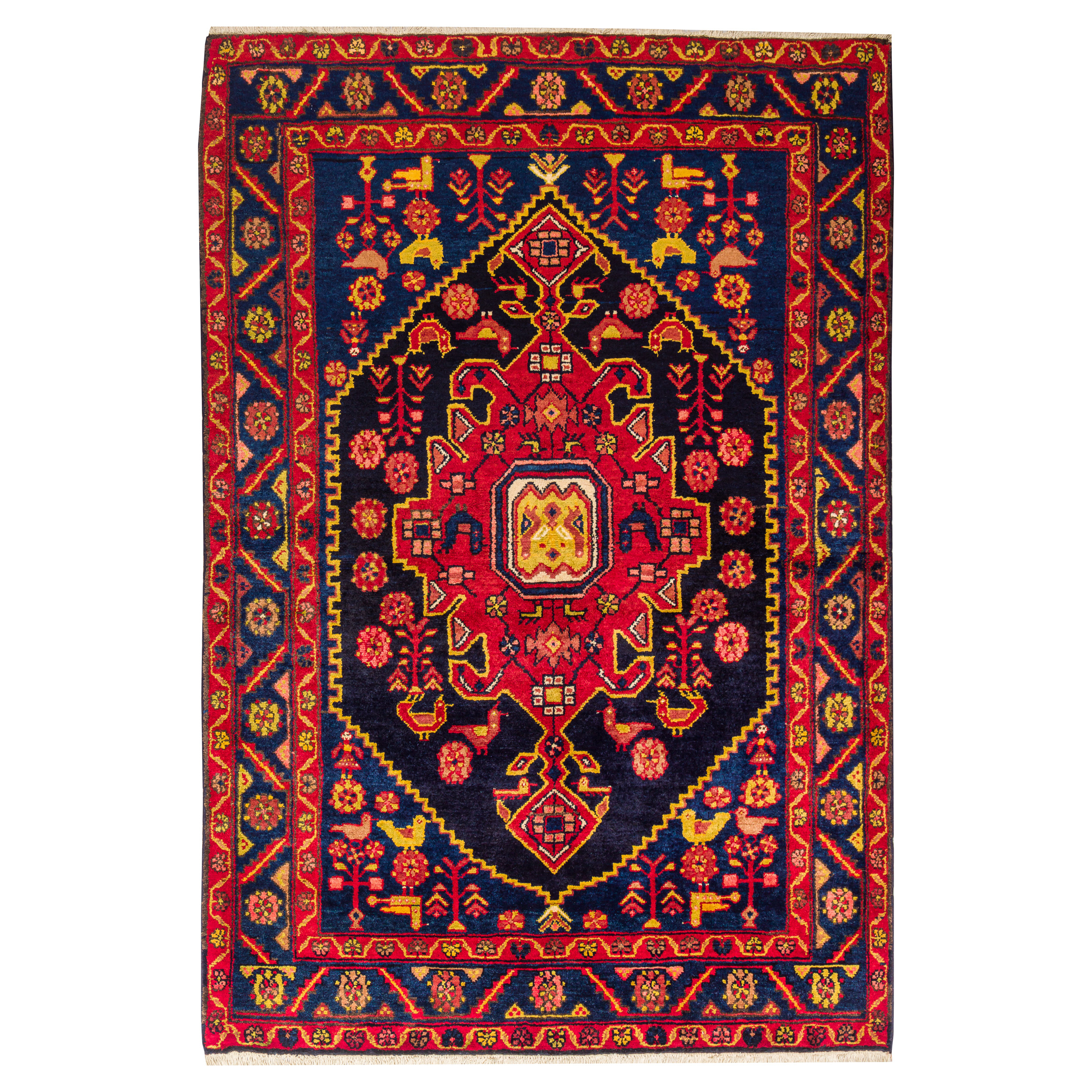 Three-meter hand-knotted rug Luxurious Three-Meter Hand-Knotted Borujerd Rug in Navy