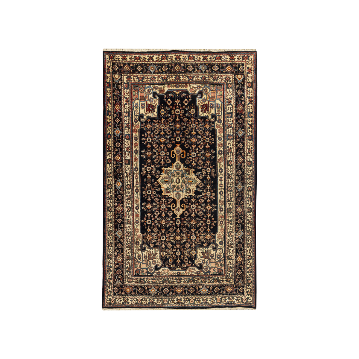 Four-meter hand-knotted rug Exquisite Bijar Hand-Knotted Wool Rug | Antique Navy Design