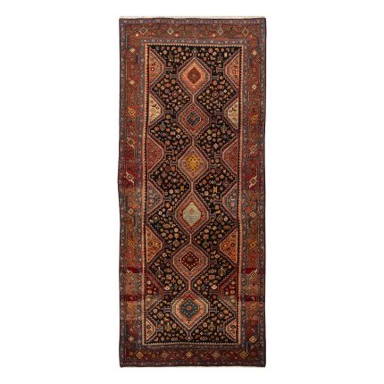 Luxurious Four-Meter Hand-Knotted Kurdish Design Rug in Navy