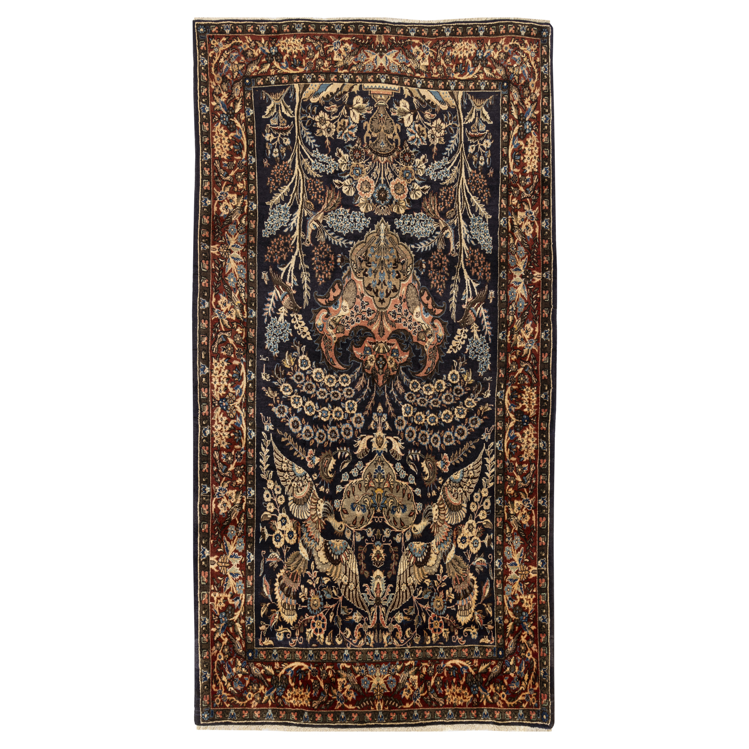 Four and a half meter hand-knotted rug Luxurious Hand-Knotted Kermanshah Wool Rug - 4.43m2 Navy