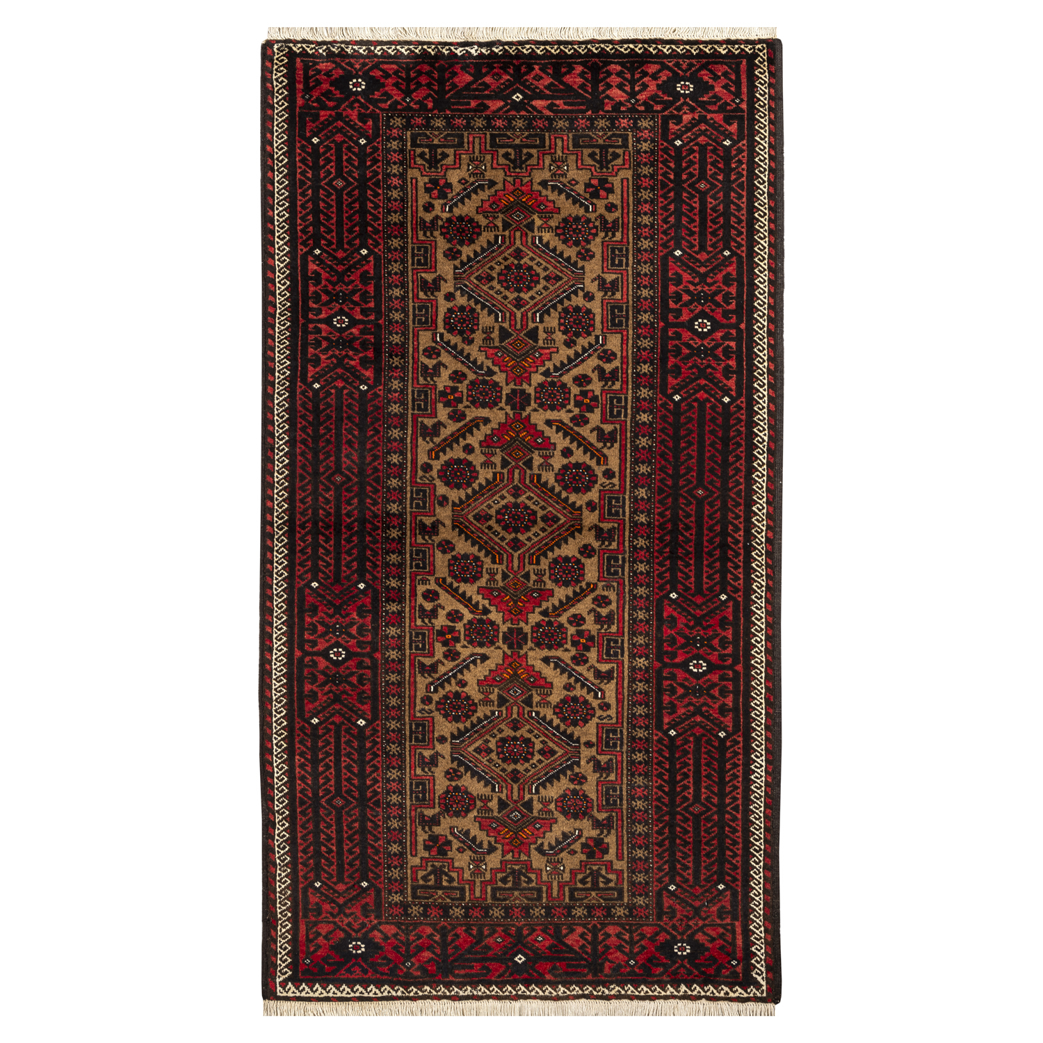 One and a half meter hand-knotted rug Luxurious Hand-Knotted Baloch Wool Rug - Cream 1.5m