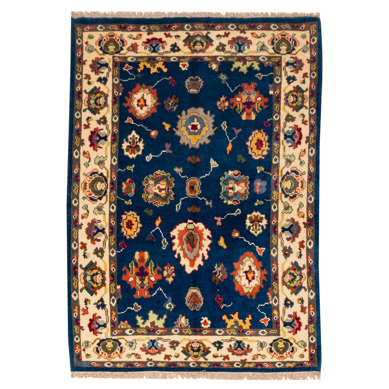 Three-meter hand-knotted rug Luxurious 3m Hand-Knotted Kashmar Wool Rug in Elegant Blue