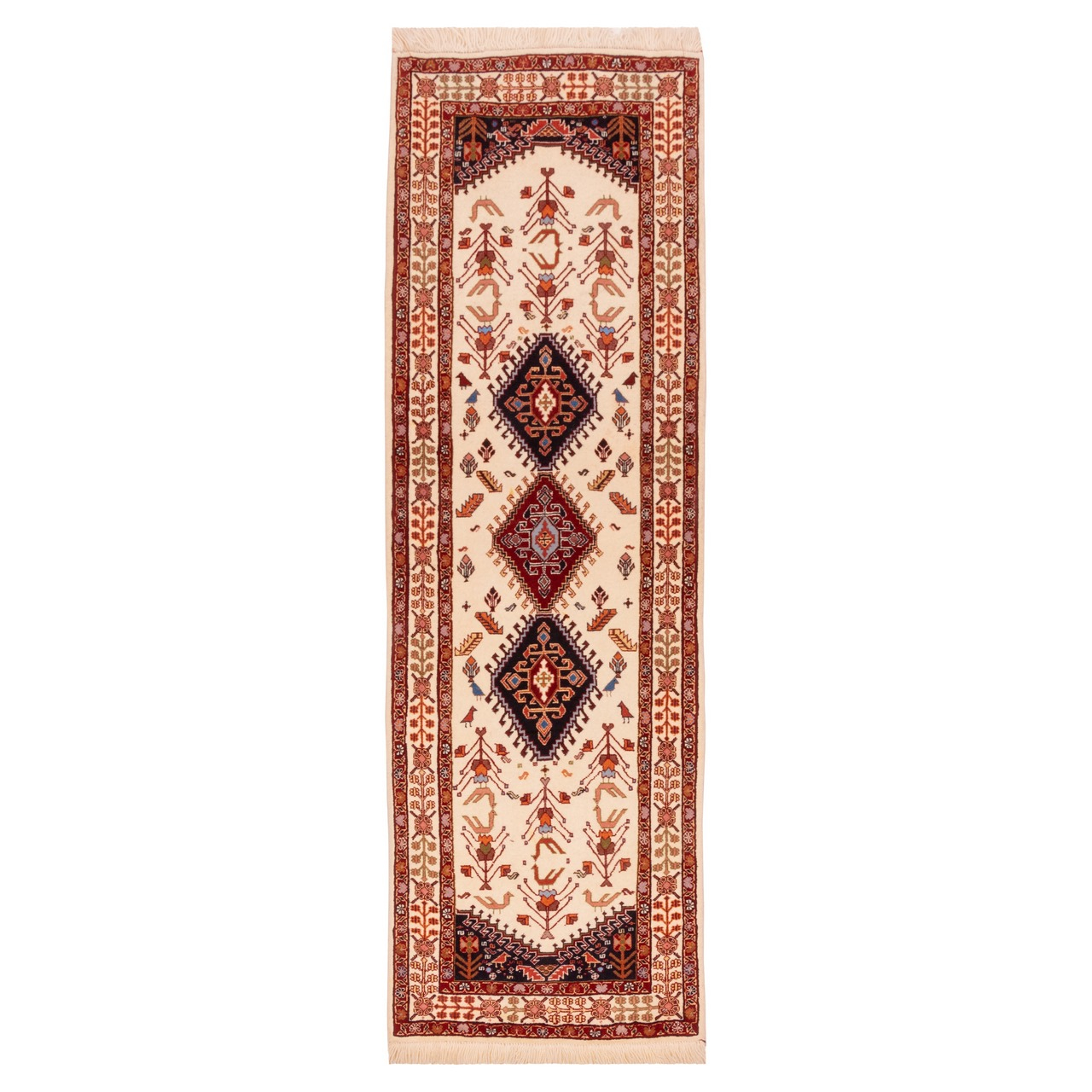 Handwoven side rug Luxurious Persian Wool Handwoven Side Rug - Qashqai Tribal Texture