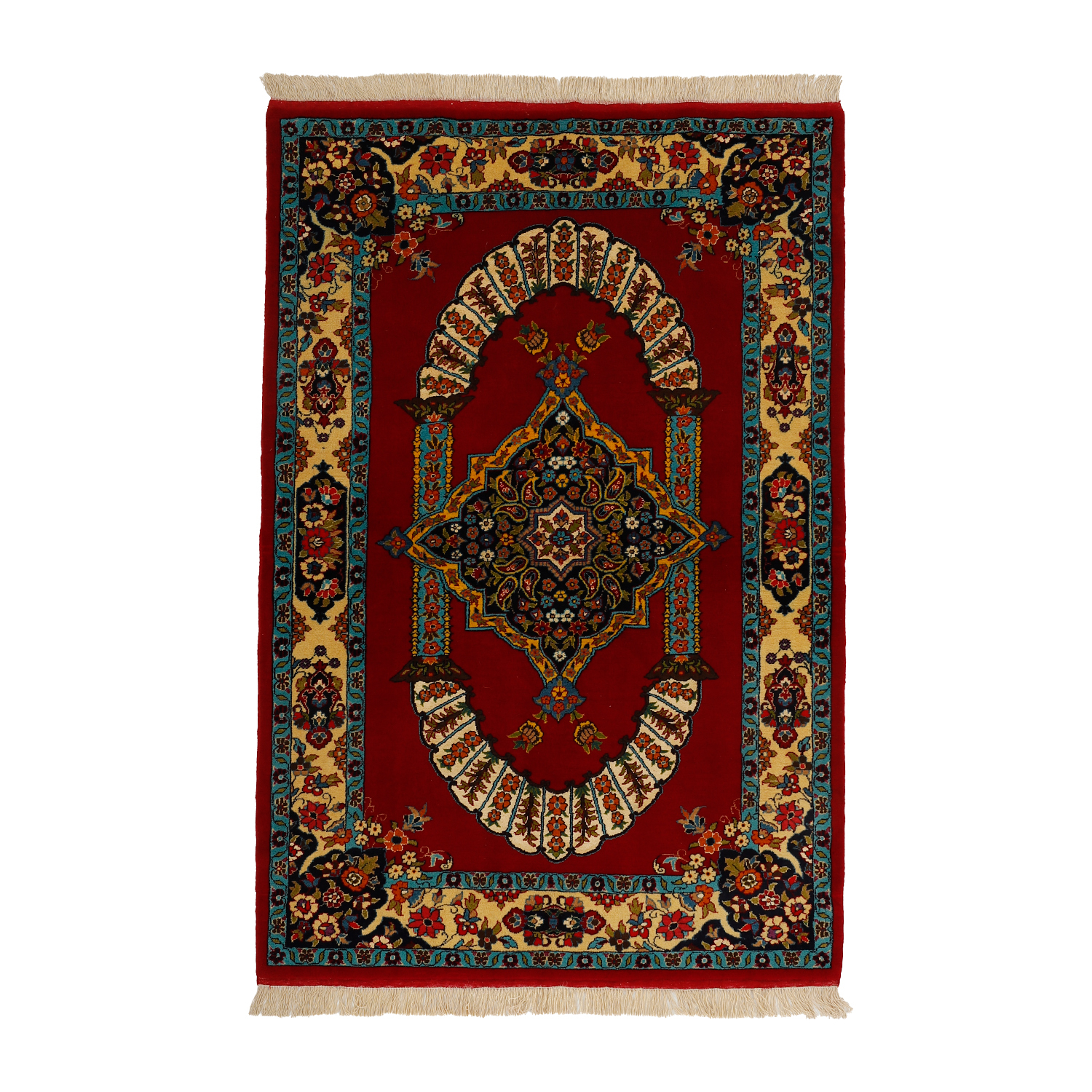 Three-meter hand-knotted rug Luxurious Three-Meter Hand-Knotted Wool Silk Rug from Golestan