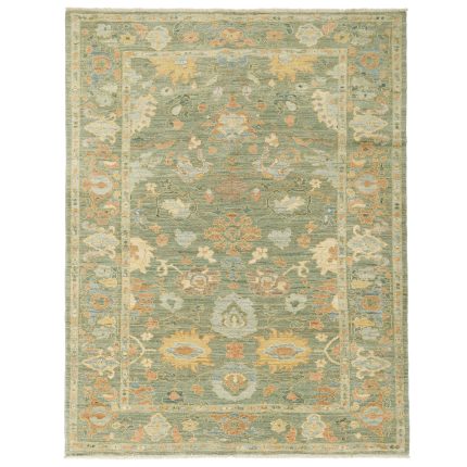 Exquisite 5m Sultanabad Hand-Knotted Wool Rug in Green