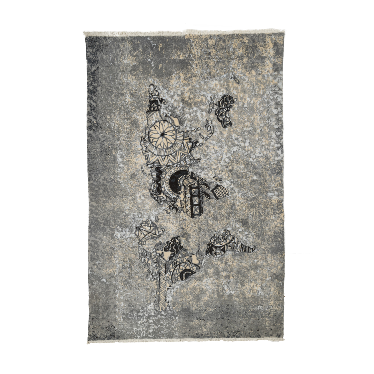 Four and a half meter hand-knotted rug Luxurious Silk Flower Tabriz Hand-Knotted Rug - 4.5m² Modern Design