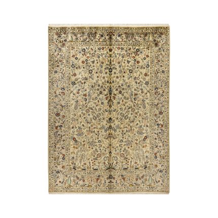 Luxurious Hand-Knotted Yazd Design Rug - 5.6m2 Cream Wool