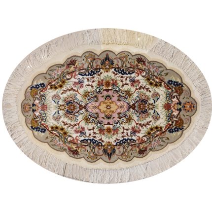 Luxurious Tabriz Silk & Fleece Hand-Knotted Rug - Half-meter Size