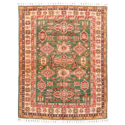 Luxurious 3m Hand-Knotted Khorasan Wool Rug in Green