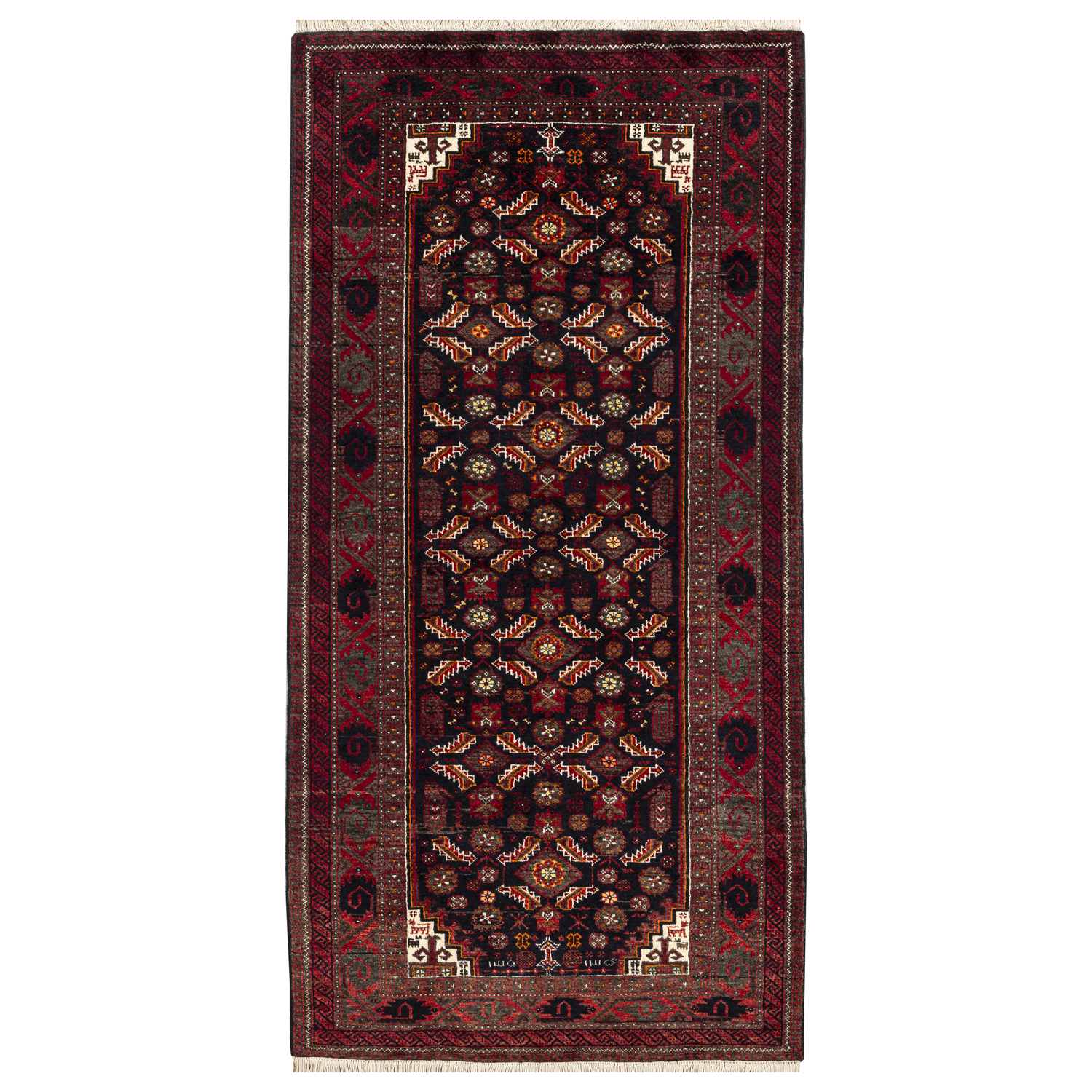 One and a half meter hand-knotted rug Luxurious Baloch Wool Hand-Knotted Rug - Navy 1.59 m2