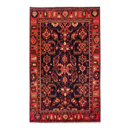 Luxurious Hand-Knotted Hamadan Rug - 3 Meter Navy Wool Beauty