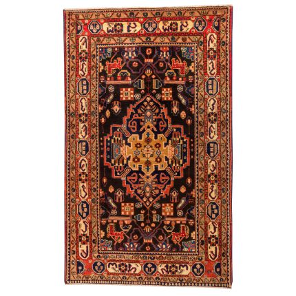 Luxurious Three-Meter Nahavand Hand-Knotted Rug in Natural Wool