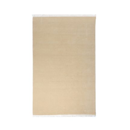 Luxurious 4m Hand-Knotted Wool Rug in Cream - Minimal Design