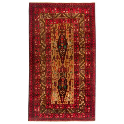 Luxurious Three-Meter Hand-Knotted Baloch Map Wool Rug