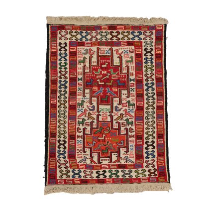 Unique Verni Handmade Kilim - Luxurious Red & Cream Rug